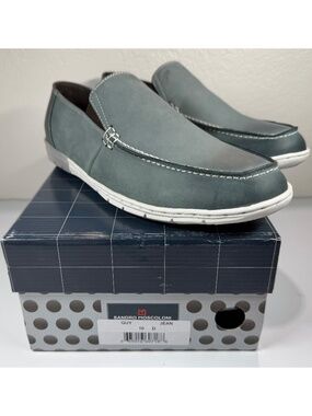 SANDRO MASCOLONI NIB GUY DOUBLE GORE MOC TOE LEATHER SLIP-ON LOAFERS. SIZE 10 M